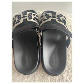 Hermès-Women's Sandal CHYPRE GOAT SUEDE-Leopard print