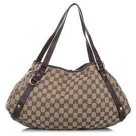 Bolsa de Ombro Gucci D-Ring Gg Canvas Pelham Marrom Bege