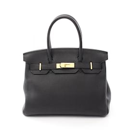 Hermès-Hermes Birkin 30 Handbag in Black Togo Leather-Black
