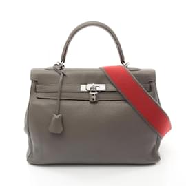 Hermès-Sac à main Hermes Kelly 35 Amazon-Marron,Gris