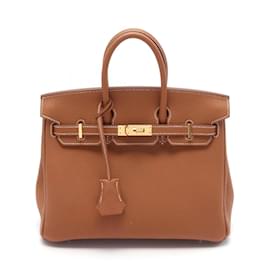 Hermès-Hermes Birkin 25 Handbag-Brown,Golden