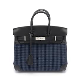 Hermès-Hermes Birkin 25 Handbag in Swift Leather-Black,Navy blue