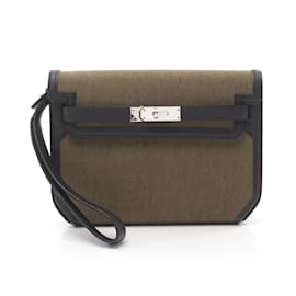 Hermès-Hermes Kelly Depeche 25 Clutch Bag-Black,Khaki