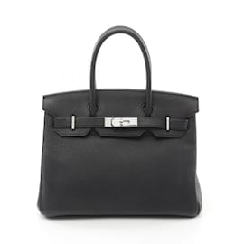 Hermès-Hermes Birkin 30 Handbag in Black Togo Leather-Black
