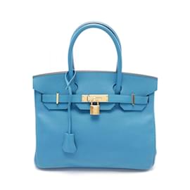 Hermès-Hermes Birkin 30 Handbag in Blue Epsom Leather-Blue