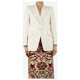 Alexander Mcqueen Creme Leinen-Jacquard-Blazer - Größe UK 10 Roh