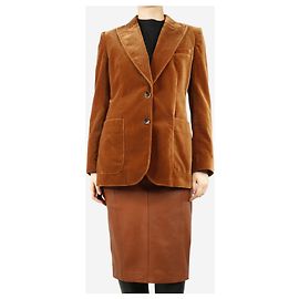 Bella Freud Tan velvet jacket - size UK 12 Brown