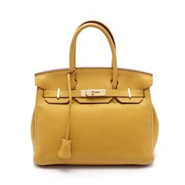 Hermès-Hermes Birkin 30 Handbag in Yellow Togo Leather-Yellow