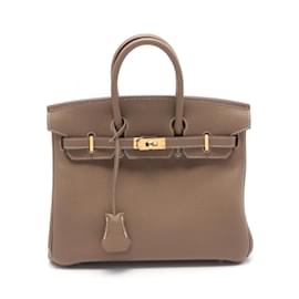 Hermès-Hermes Birkin 25 Handbag in Togo Leather-Brown,Taupe