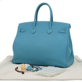 Hermès-Hermes Birkin 35 Handbag in Turquoise Blue-Turquoise
