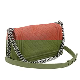 Chanel-Chanel Boy Chain Shoulder Bag in Red Leather-Red