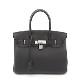 Hermès-Hermes Birkin 30 Handbag in Black Togo Leather-Black