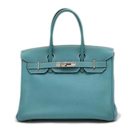 Hermès-Hermes Birkin 30 Handbag in Blue Jean-Blue