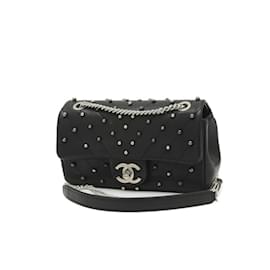 Chanel-Chanel Chevron V-Stitch Studs Lambskin Shoulder Bag-Black