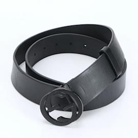 Gucci-Cinto de couro Gucci com G entrelaçado-Preto