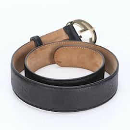 Gucci-Cinto de couro Gucci Guccissima com G entrelaçado-Preto