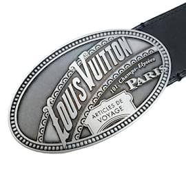 Louis Vuitton-Louis Vuitton Santur Eldorado Oval Buckle Leather Belt-Black