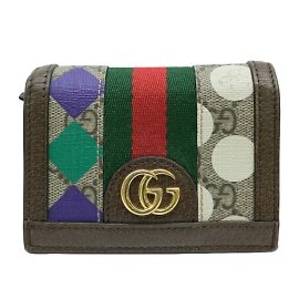 Billetera bi-fold Gucci Ophidia Castaño Multicolor Beige