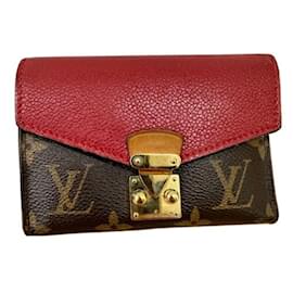 Louis Vuitton-Louis Vuitton Portefeuille Pallas Compact Tri-fold Wallet-Brown,Red