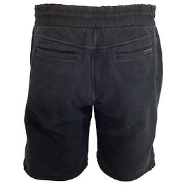 Bermuda de algodão preto com logo bordado da Saint Laurent e cordão Preto