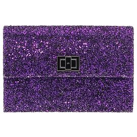 Bolsa Clutch Valorie Flap da Anya Hindmarch em Glitter Roxo Roxo