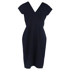 Abito blu navy in lana a lunghezza ginocchio con scollo a V di Roland Mouret Blu Blu navy