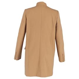 Stella Mc Cartney- Stella Mccartney Single-Breasted Coat with Pockets in Brown Wool-Brown