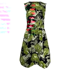 Oscar de la Renta-Oscar de la Renta Poppies Print Faille Fit & Flare Dress In Floral Print Polyester-Other