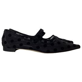 Manolo Blahnik Campari Polka Dot Mary Jane Ballet Flats in Black Polyamide Black