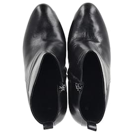 Saint Laurent- Saint Laurent Zipped High-Heeled Platform Boots in Black Leather-Black