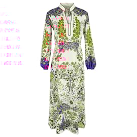 Etro-Etro Floral Printed Maxi Long Sleeve Dress in Multicolor Polyester-Multiple colors