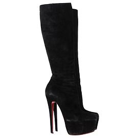 Christian Louboutin Bianca Knee-Length Boots in Black Suede Black