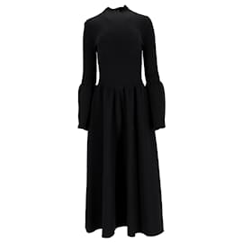 Chloé-Chloé Mock Neck Maxi Dress in Black Wool-Black
