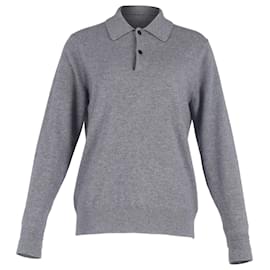 Autre Marque-Mr. P. Long Sleeve Polo Shirt in Grey Cashmere-Grey
