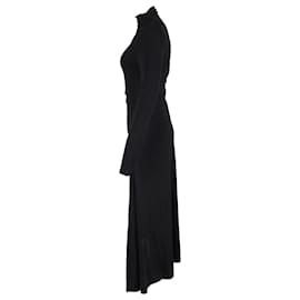 Victoria Beckham- Victoria Beckham Asymmetric Maxi Long Sleeve Dress in Black Rayon -Black