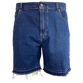 Loewe- Loewe x Paula's Ibiza Raw Hem Bermuda Shorts in Blue Cotton Denim-Blue