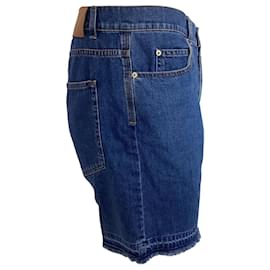 Loewe- Loewe x Paula's Ibiza Raw Hem Bermuda Shorts in Blue Cotton Denim-Blue