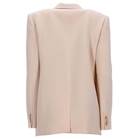 Khaite-Khaite Otero Asymmetric Blazer in Beige Virgin Wool-Beige