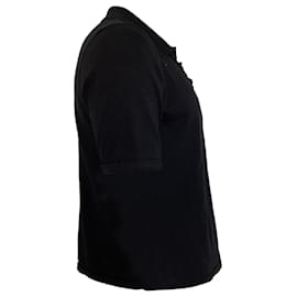 Saint Laurent- Saint Laurent  Cassandre Knitted Polo Shirt in Black Wool-Black