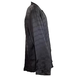 Balenciaga-Balenciaga BB Logo Print Long Sleeve Shirt in Black Silk-Black