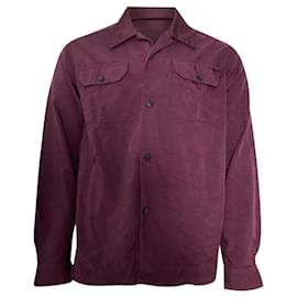 Acne-Acne Studios  Buttoned Long Sleeve Shirt in Burgundy Nylon-Red,Dark red