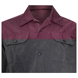 Acne-Acne Studios  Buttoned Long Sleeve Shirt in Burgundy Nylon-Red,Dark red