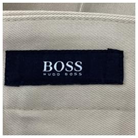 Hugo Boss-Boss Hugo Boss Pressed-Crease Trousers in Cream Cotton-White,Cream