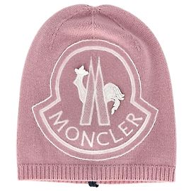 Moncler Strick-Logo-Mütze aus rosa Kaschmir Pink