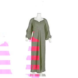 Autre Marque- Rixo Printed Bishop Sleeve Midi Dress in Pink Viscose-Pink
