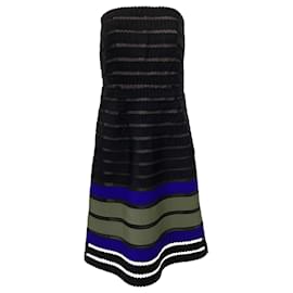 Oscar de la Renta-Oscar de la Renta Strapless Striped Knee Length Dress in Multicolor Nylon-Multiple colors