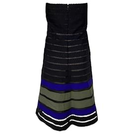 Oscar de la Renta-Oscar de la Renta Strapless Striped Knee Length Dress in Multicolor Nylon-Multiple colors