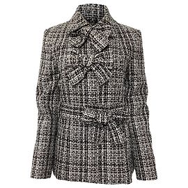 Carolina Herrera Triple Bow Check Tweed Jacket in Black Cotton Black