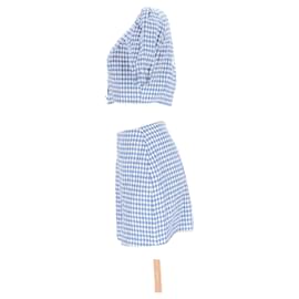 Reformation-Reformation Ethel Two Piece Top and Mini Skirt Set in Light Blue Linen-Blue,Light blue