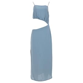 Reformation-Reformation Square Neck Cutout Midi Dress in Light Blue Viscose-Blue,Light blue
